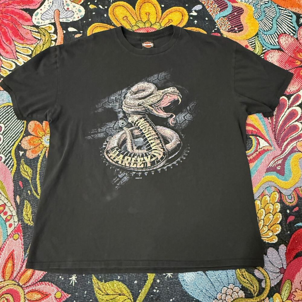 Harley Davidson Snake Airplane Graphic Motorcycle T-Shirt Tee Omaha NE Biker XL